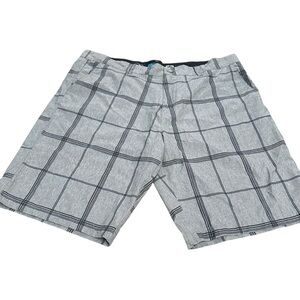 OP OPFlex 4-Way Stretch Board performance hybrid Shorts Gray Plaid Size 40 Swim